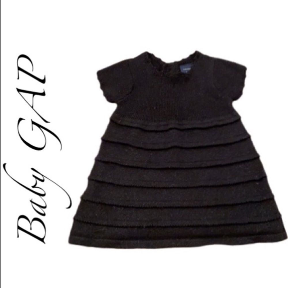 Gap Baby Dress Black Knit Silver Flecks Casual or Dressy Infant Size 0-3 Months